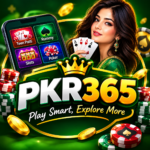 PKR365 online gaming platform with cards, chips, and a green gold design.