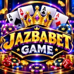 JazbaBet Game feature image with a gold crown, playing cards, casino chips, and bold 3D branding on a blue purple background.