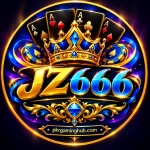 JZ666 Game feature image with a royal blue crown, playing cards, gaming chips, and gold JZ666 logo.