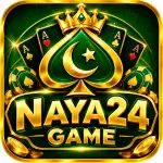 NAYA24 Game logo with a golden crown, green spade, playing cards, and emerald background.